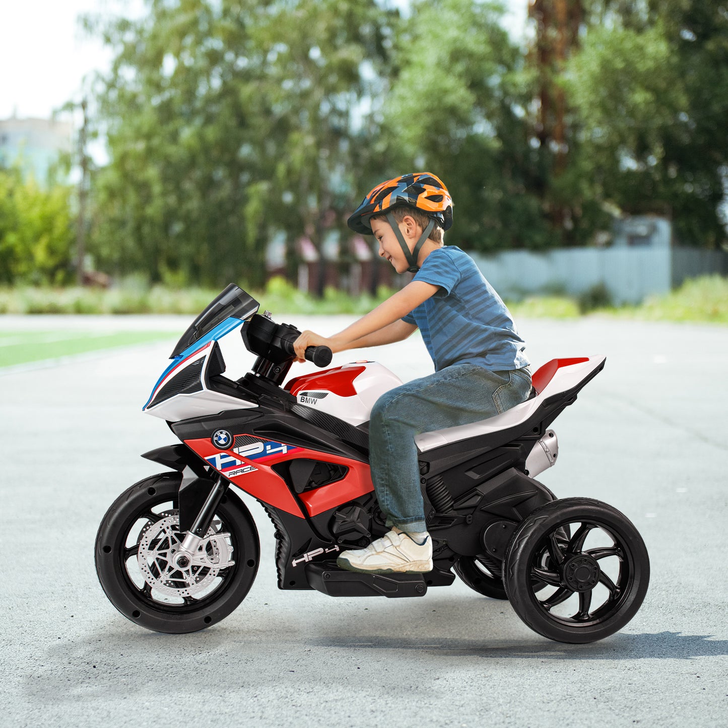 12V Kids Motorcycle Ride-On Toy with Music and Headlight-Blue