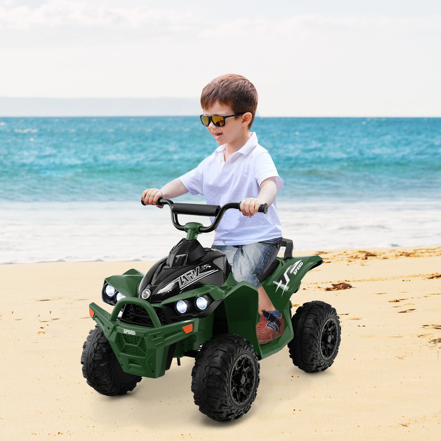 12V Kids Ride On ATV with 2 Speeds and LED Lights-Yellow