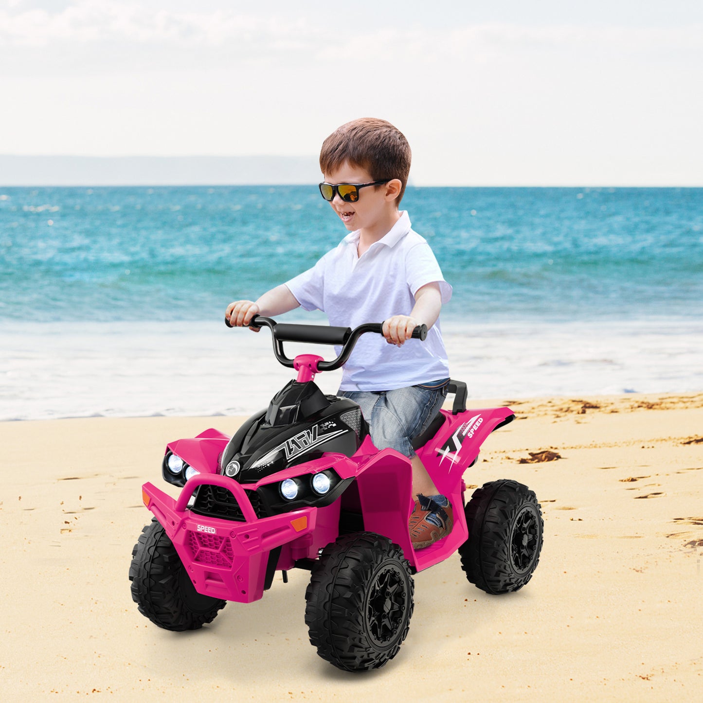 12V Kids Ride On ATV with 2 Speeds and LED Lights-Yellow