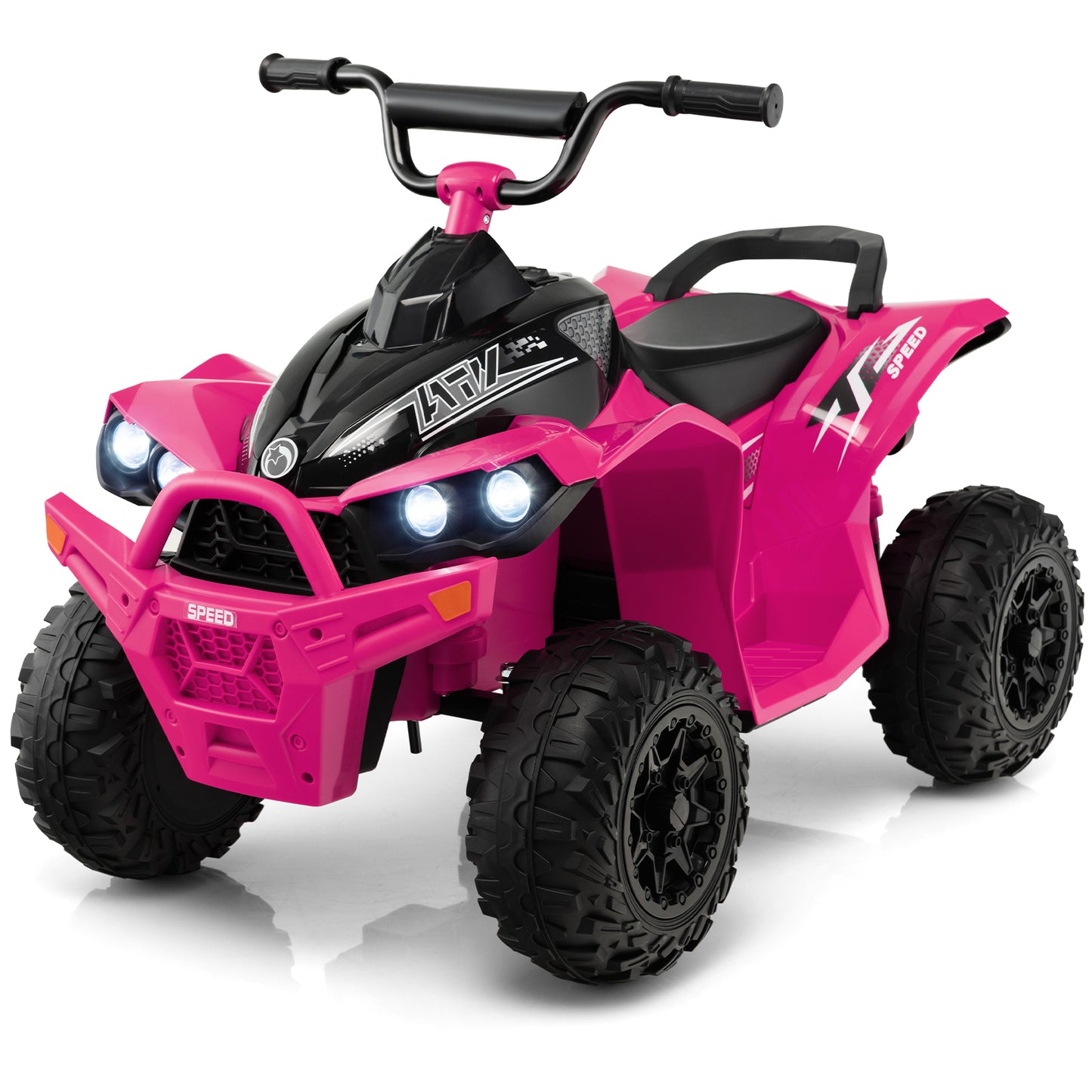 12V Kids Ride On ATV with 2 Speeds and LED Lights-Yellow
