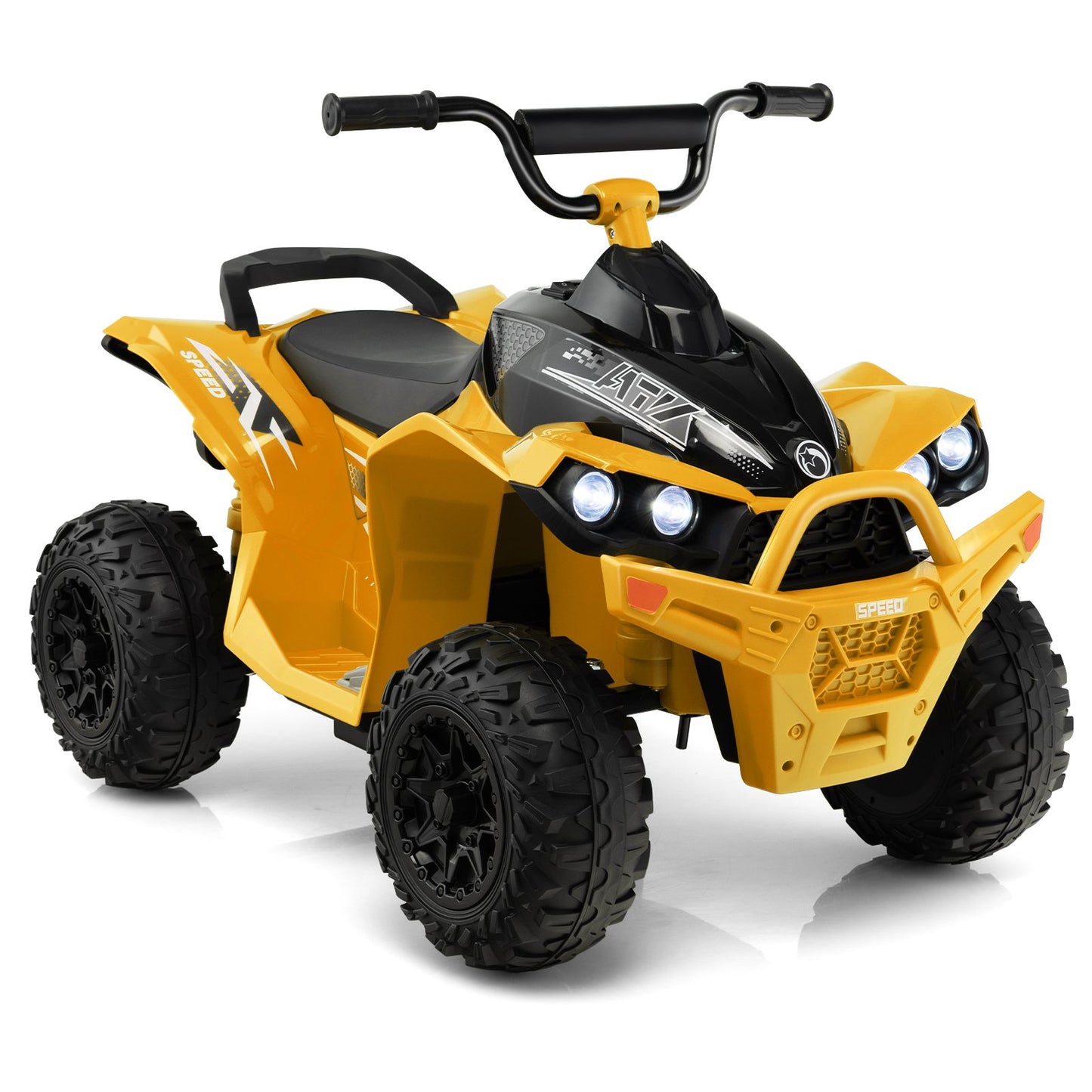 12V Kids Ride On ATV with 2 Speeds and LED Lights-Yellow