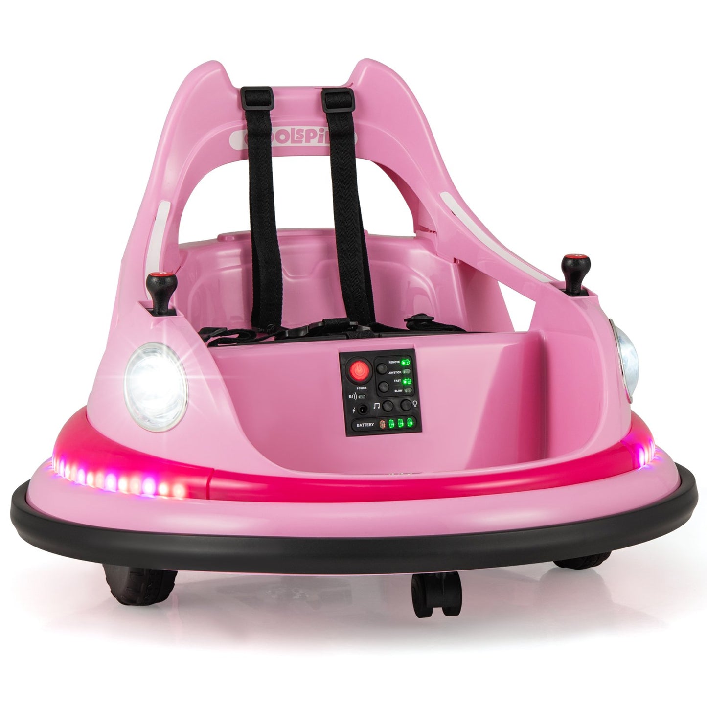12V Kids Ride On Bumper Car with Dual Joysticks and 5 Light Effects-Blue