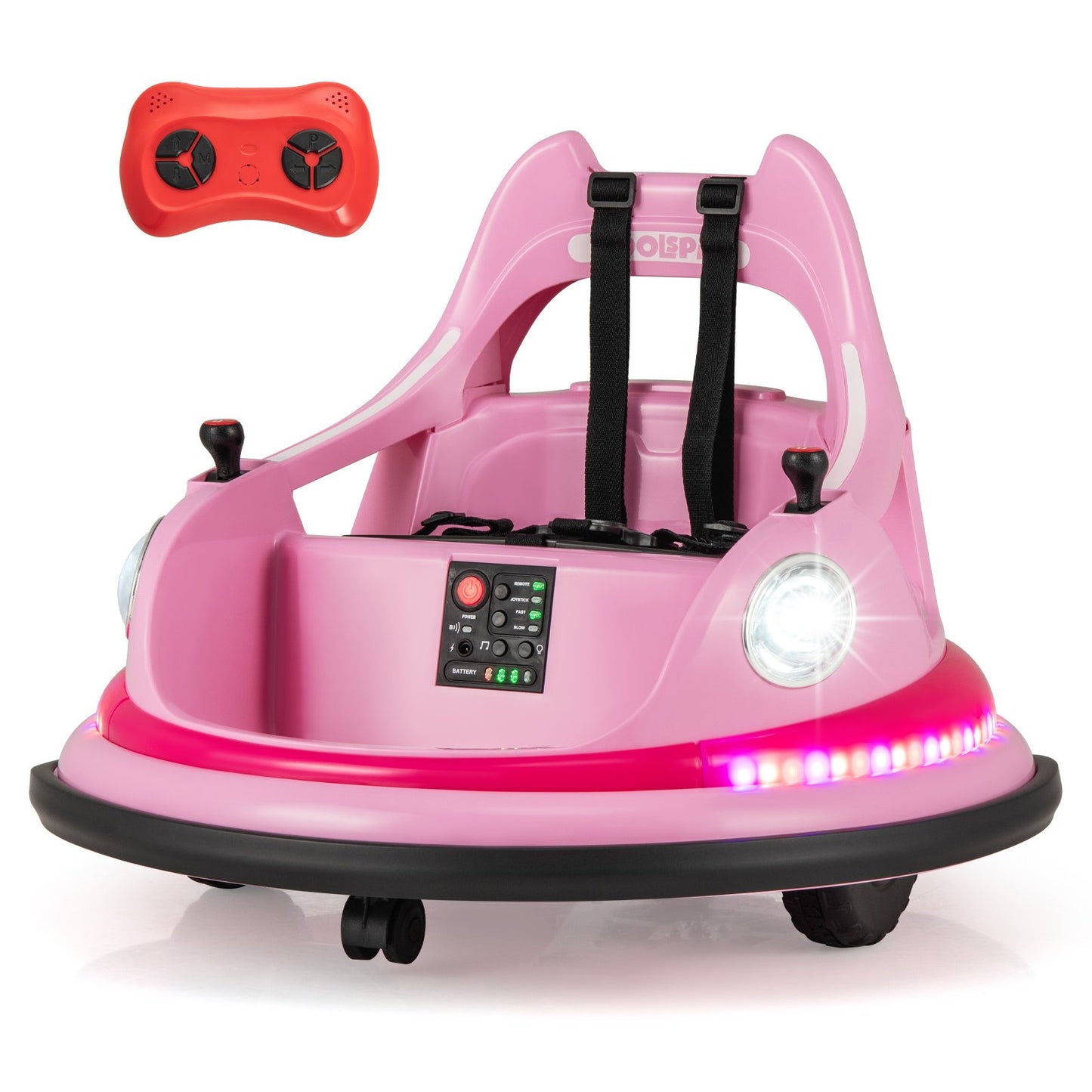 12V Kids Ride On Bumper Car with Dual Joysticks and 5 Light Effects-Blue