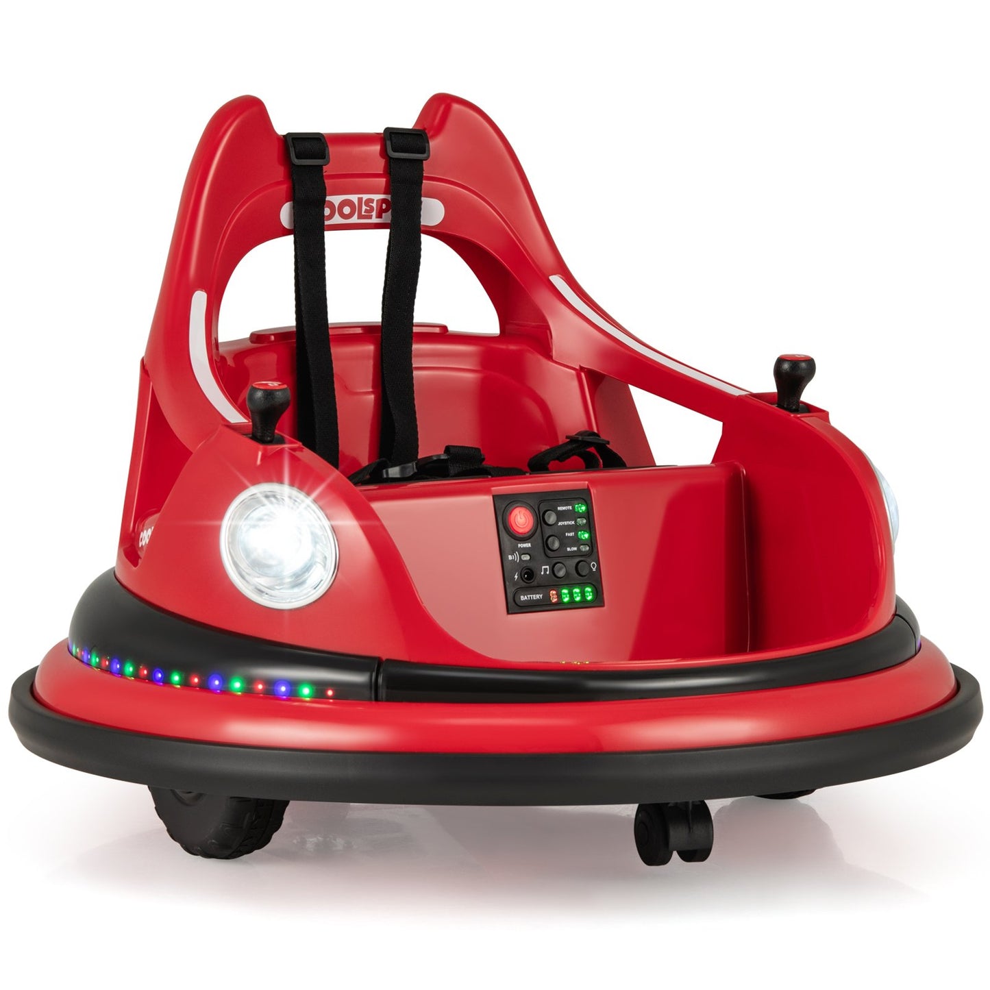 12V Kids Ride On Bumper Car with Dual Joysticks and 5 Light Effects-Blue