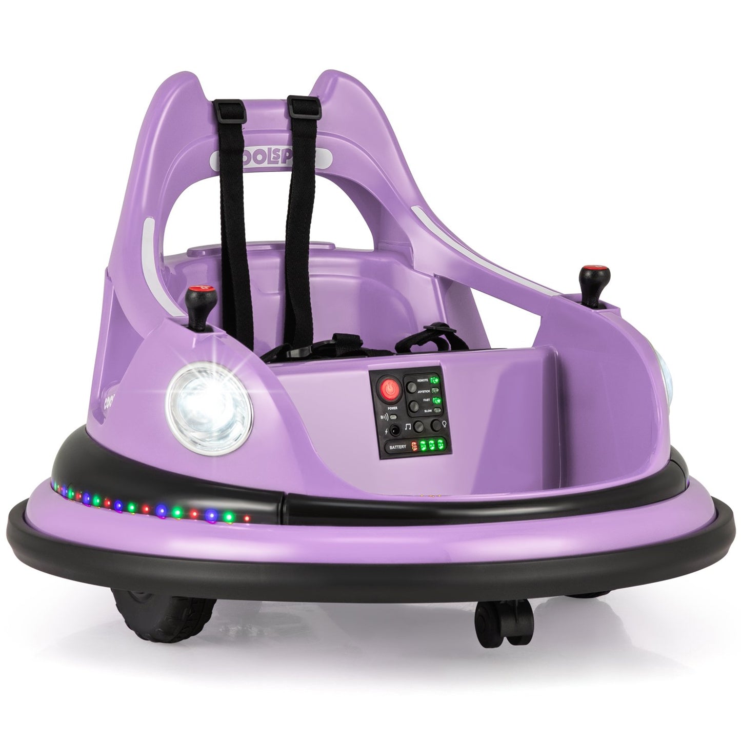12V Kids Ride On Bumper Car with Dual Joysticks and 5 Light Effects-Blue
