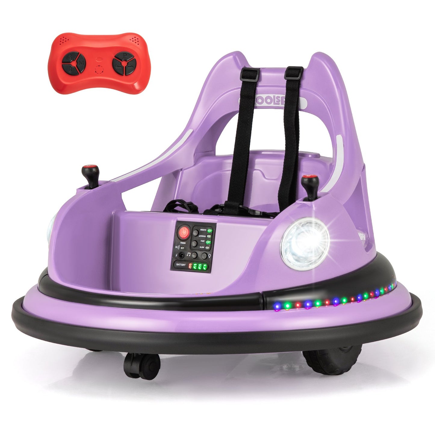 12V Kids Ride On Bumper Car with Dual Joysticks and 5 Light Effects-Blue