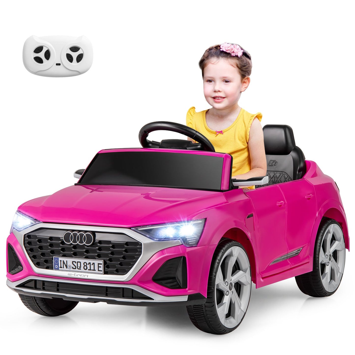 12V Kids Ride On Car with Remote Control and 4 Wheels Suspension-Black