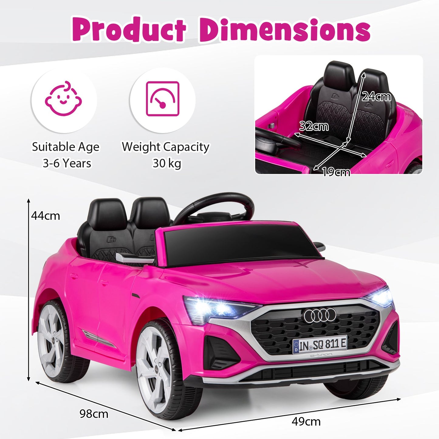 12V Kids Ride On Car with Remote Control and 4 Wheels Suspension-Black