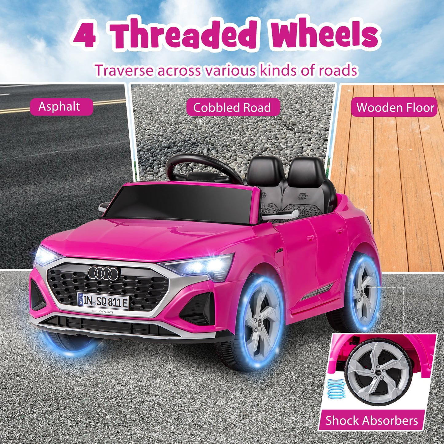 12V Kids Ride On Car with Remote Control and 4 Wheels Suspension-Black