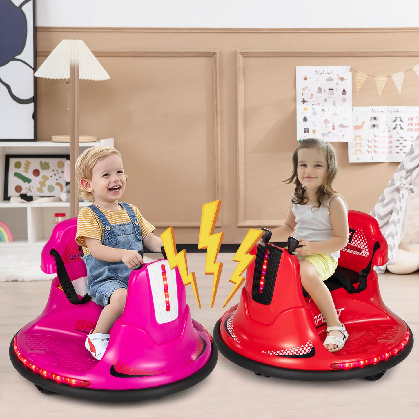 12V Kids Ride On Electric Bumper Car with Dual Joysticks and Remote Control-Blue
