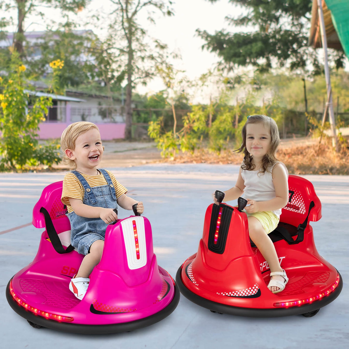 12V Kids Ride On Electric Bumper Car with Dual Joysticks and Remote Control-Blue