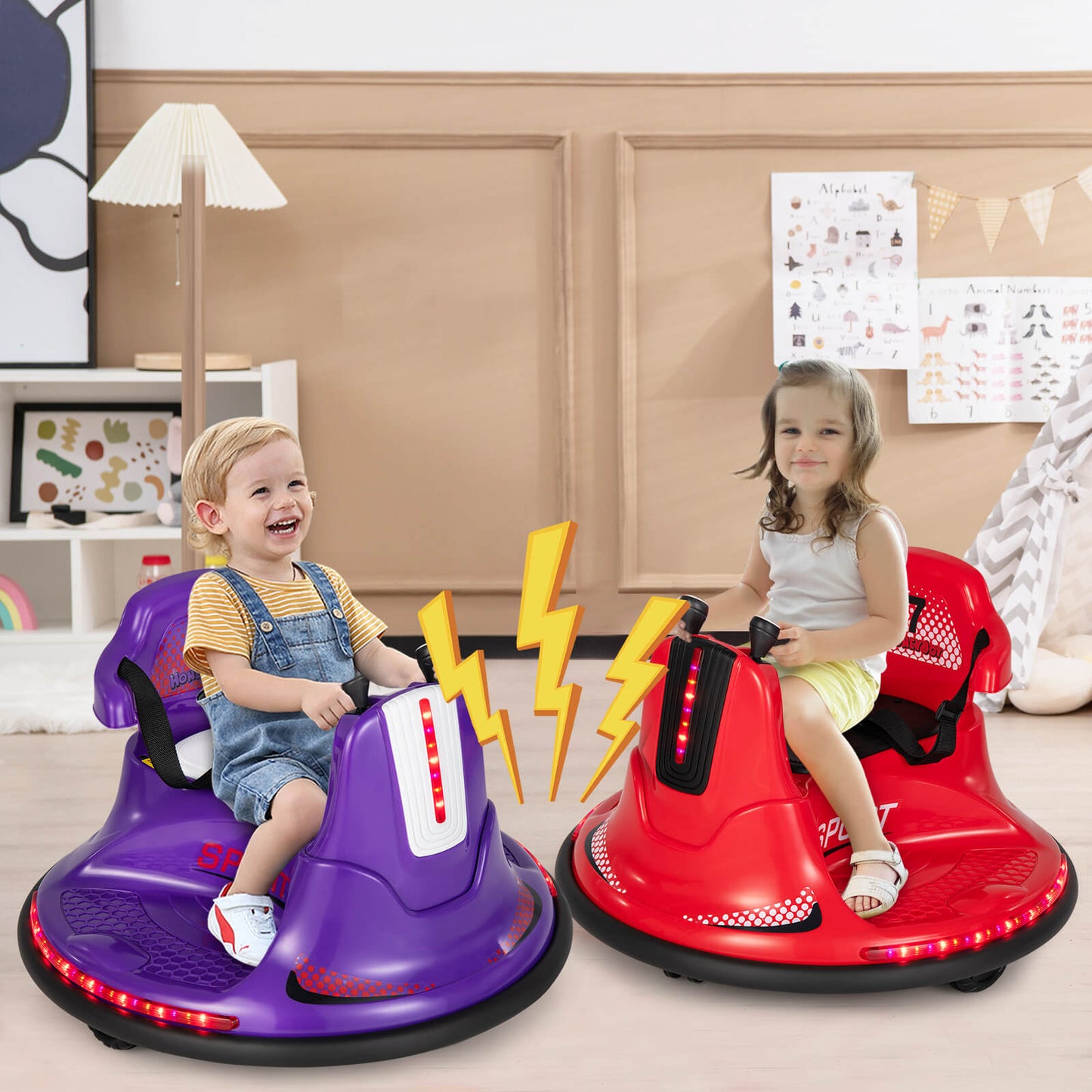 12V Kids Ride On Electric Bumper Car with Dual Joysticks and Remote Control-Blue