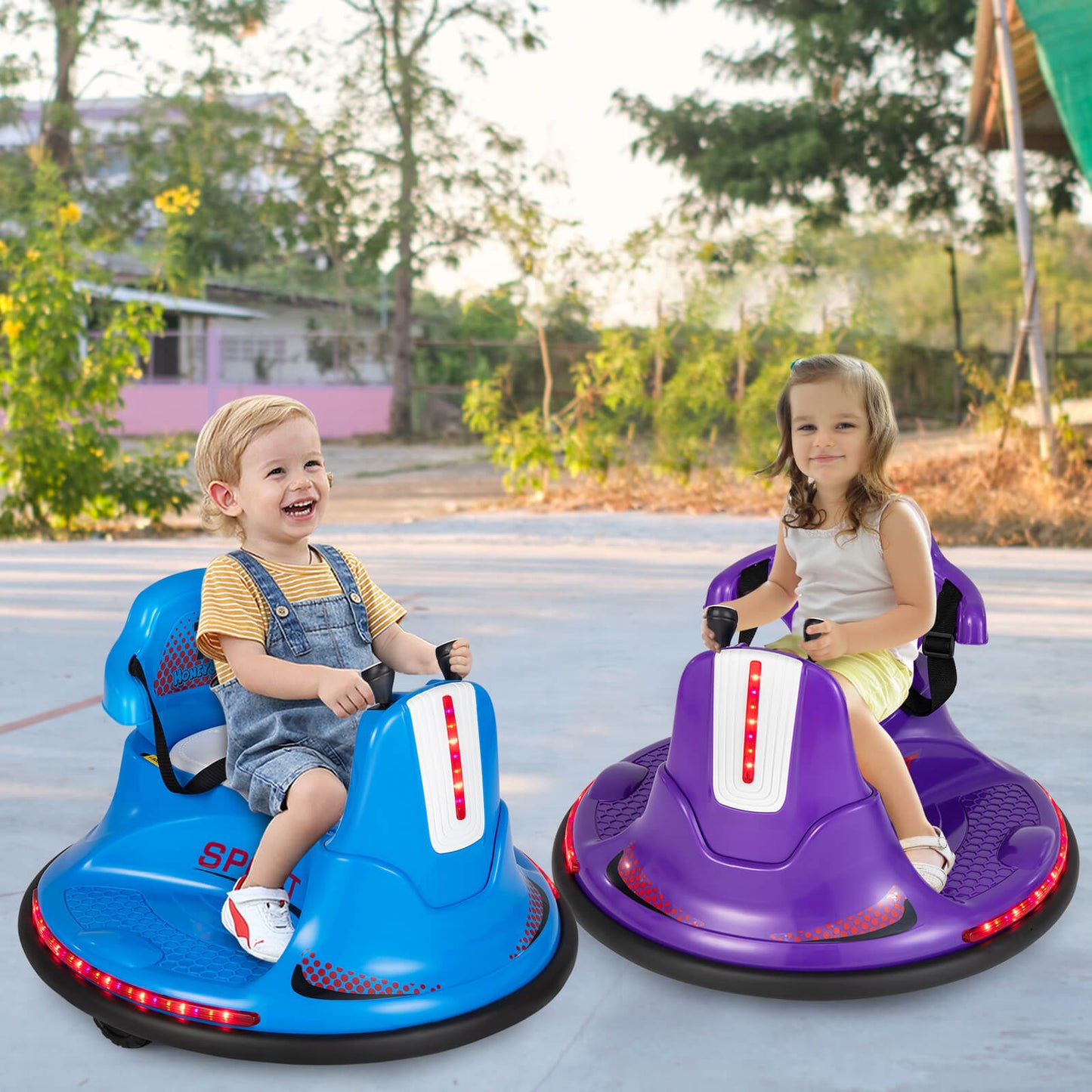 12V Kids Ride On Electric Bumper Car with Dual Joysticks and Remote Control-Blue