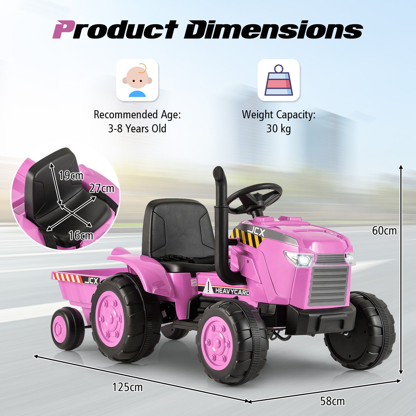 12V Kids Ride On Tractor with Trailer with Remote Control and Lights and Horn-Dark Green