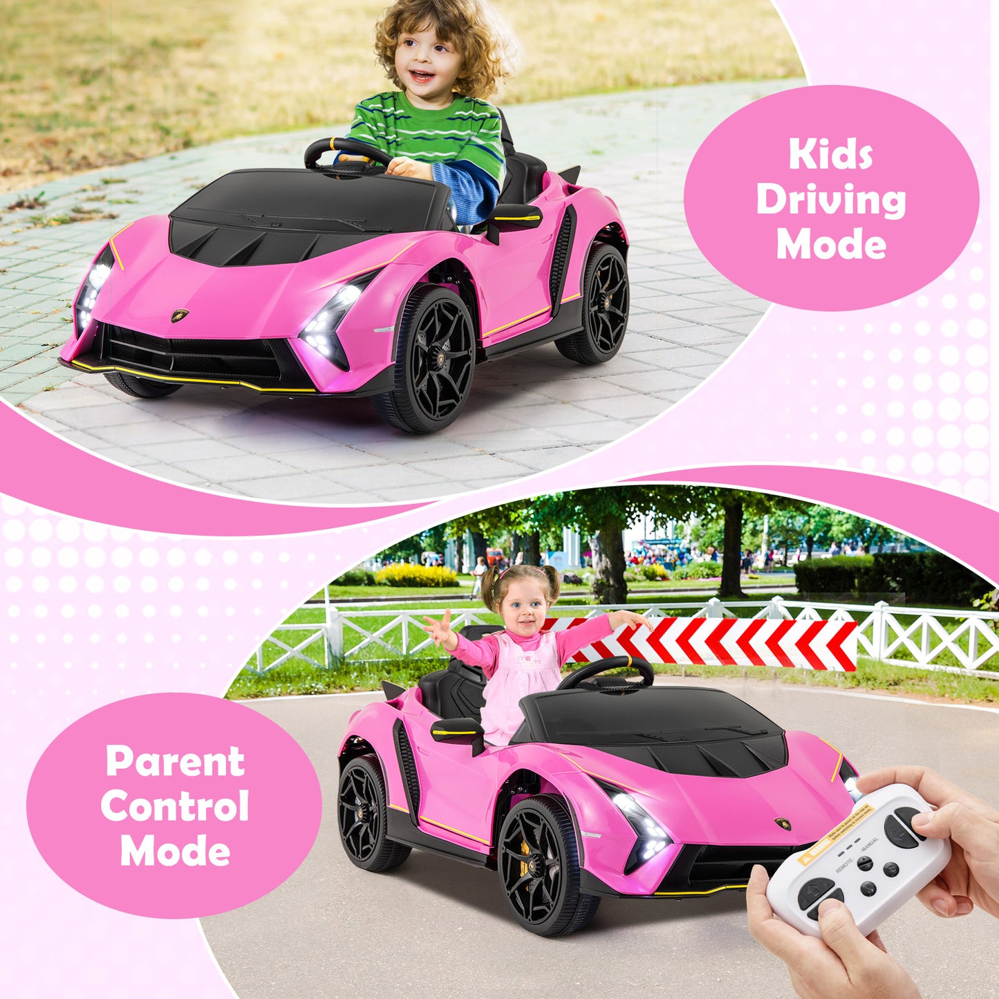 12V Kids Ride on Car 4WD Lamborghini Licensed with 3 Speeds and Music-Grey