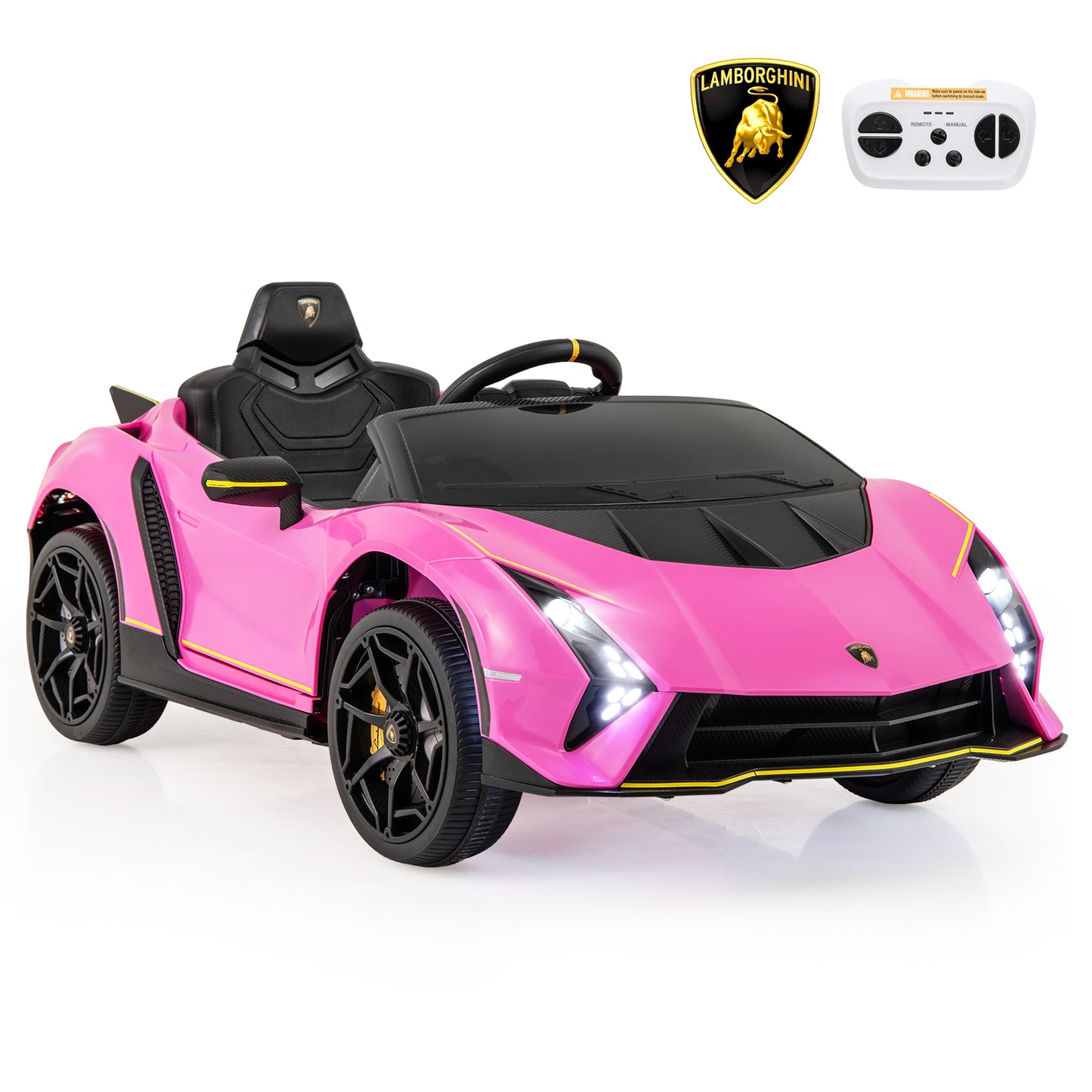 12V Kids Ride on Car 4WD Lamborghini Licensed with 3 Speeds and Music-Grey