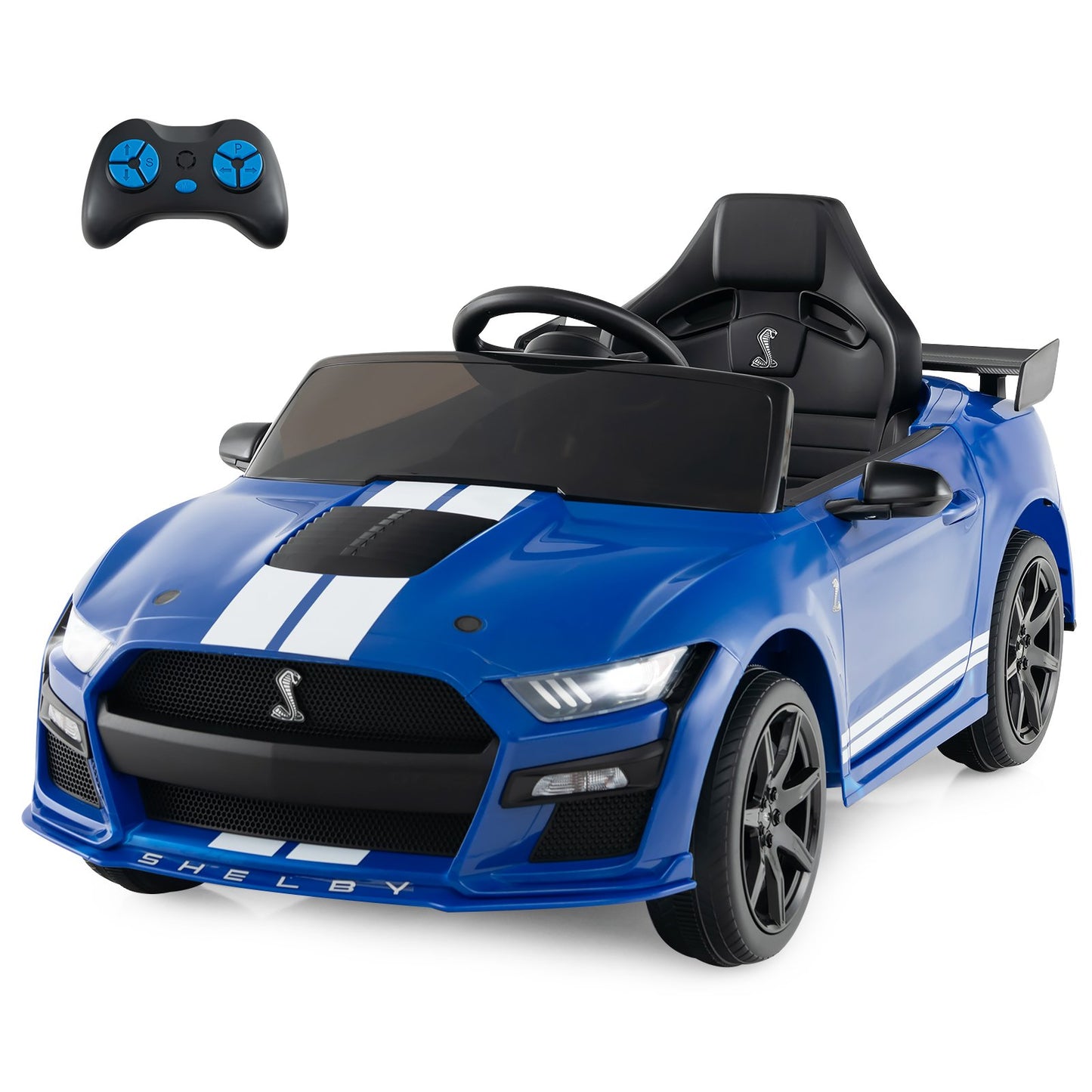 12V Kids Ride on Car Electric Licensed Ford Mustang Shelby GT500 for Kids Aged 3-8-Black