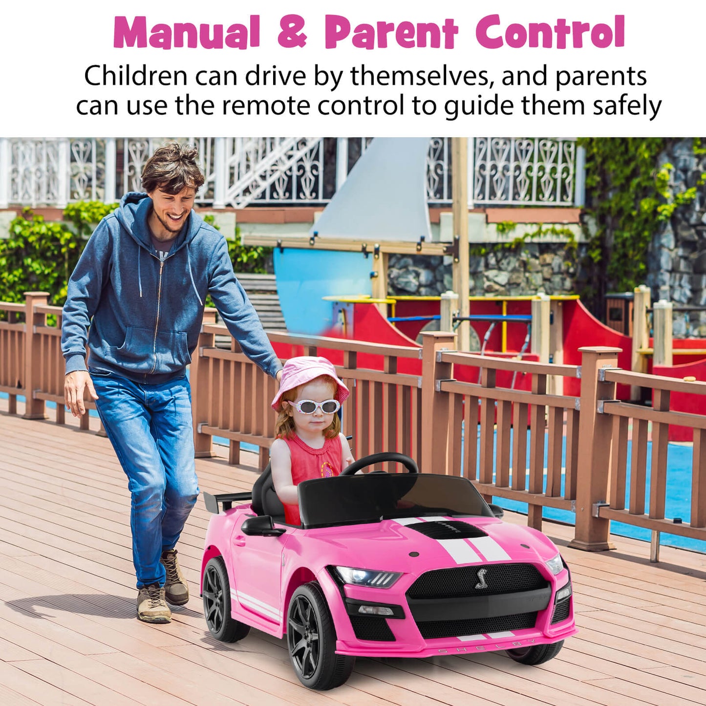 12V Kids Ride on Car Electric Licensed Ford Mustang Shelby GT500 for Kids Aged 3-8-Black