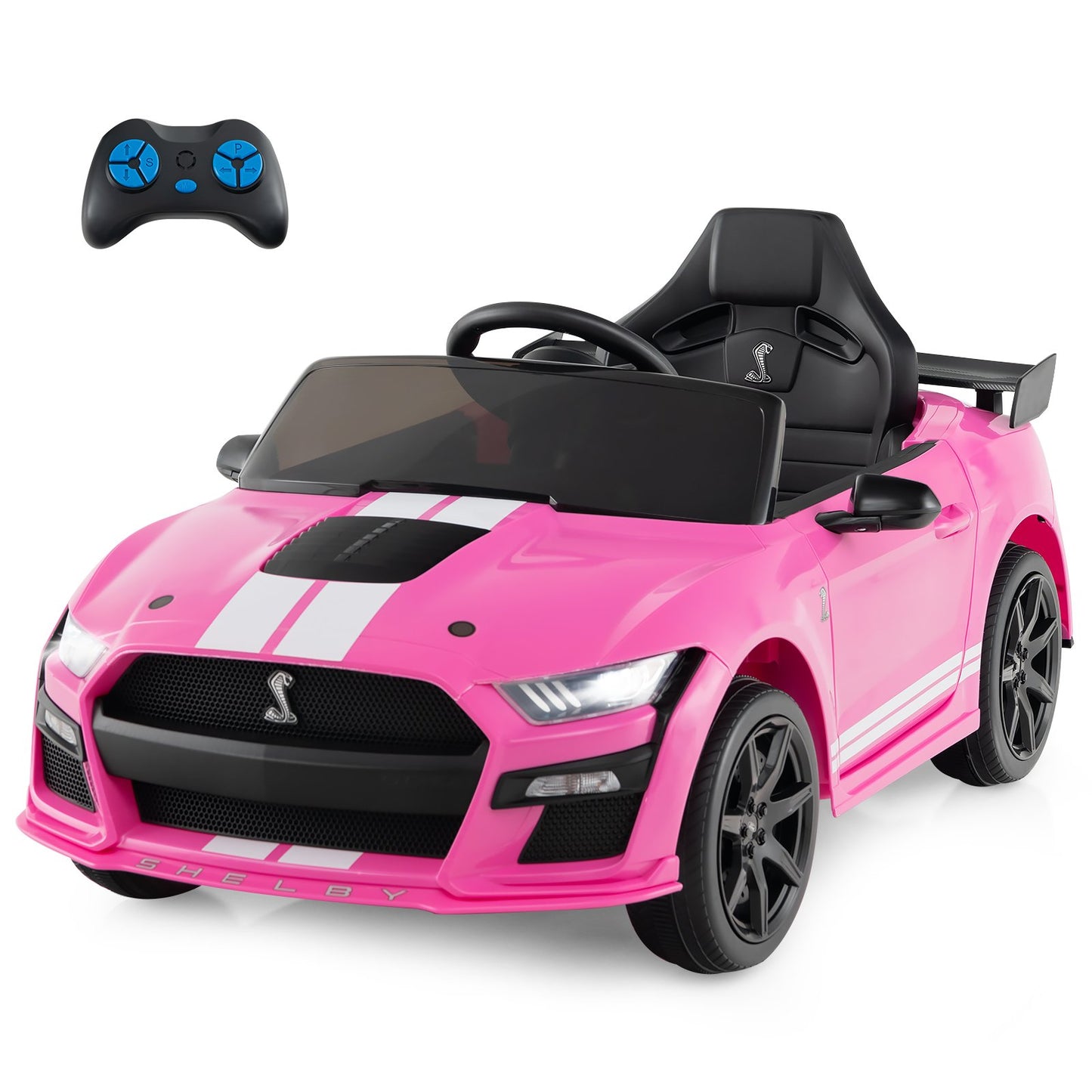 12V Kids Ride on Car Electric Licensed Ford Mustang Shelby GT500 for Kids Aged 3-8-Black