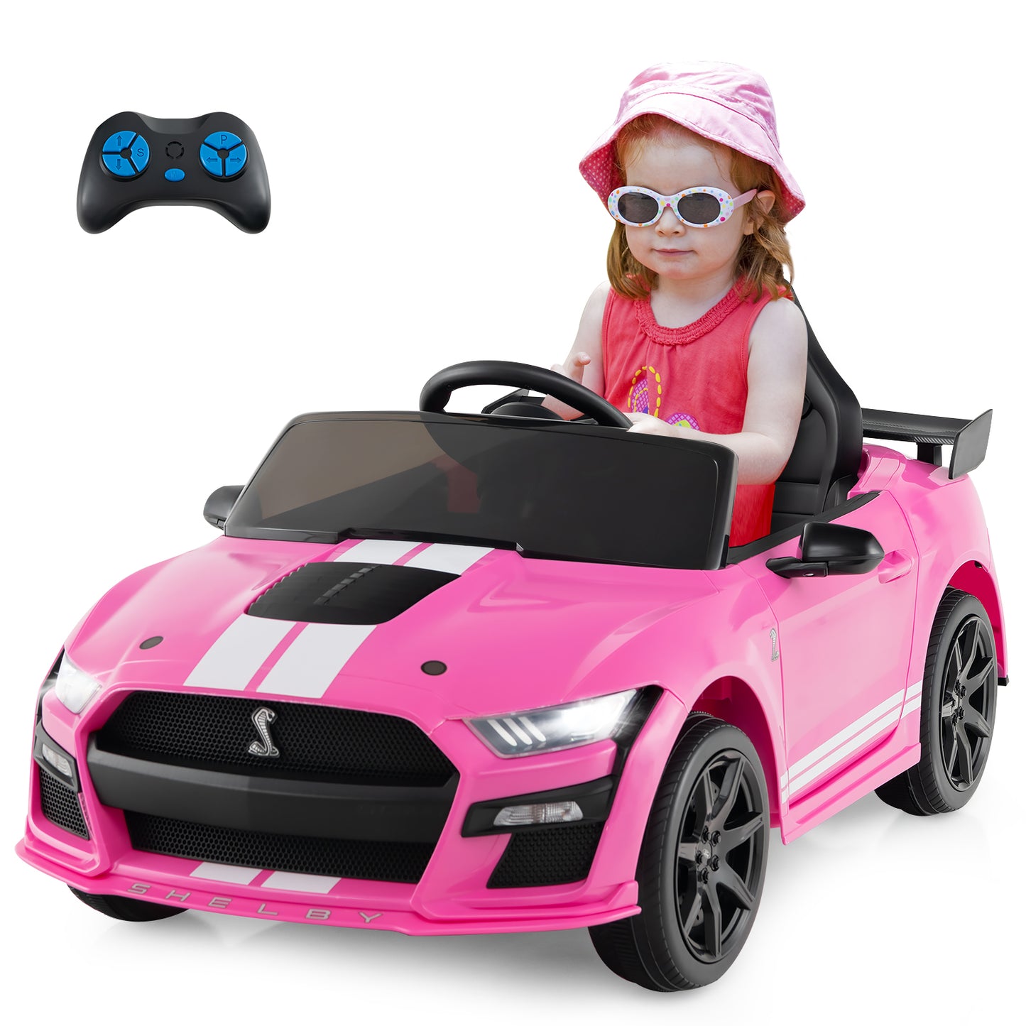 12V Kids Ride on Car Electric Licensed Ford Mustang Shelby GT500 for Kids Aged 3-8-Black