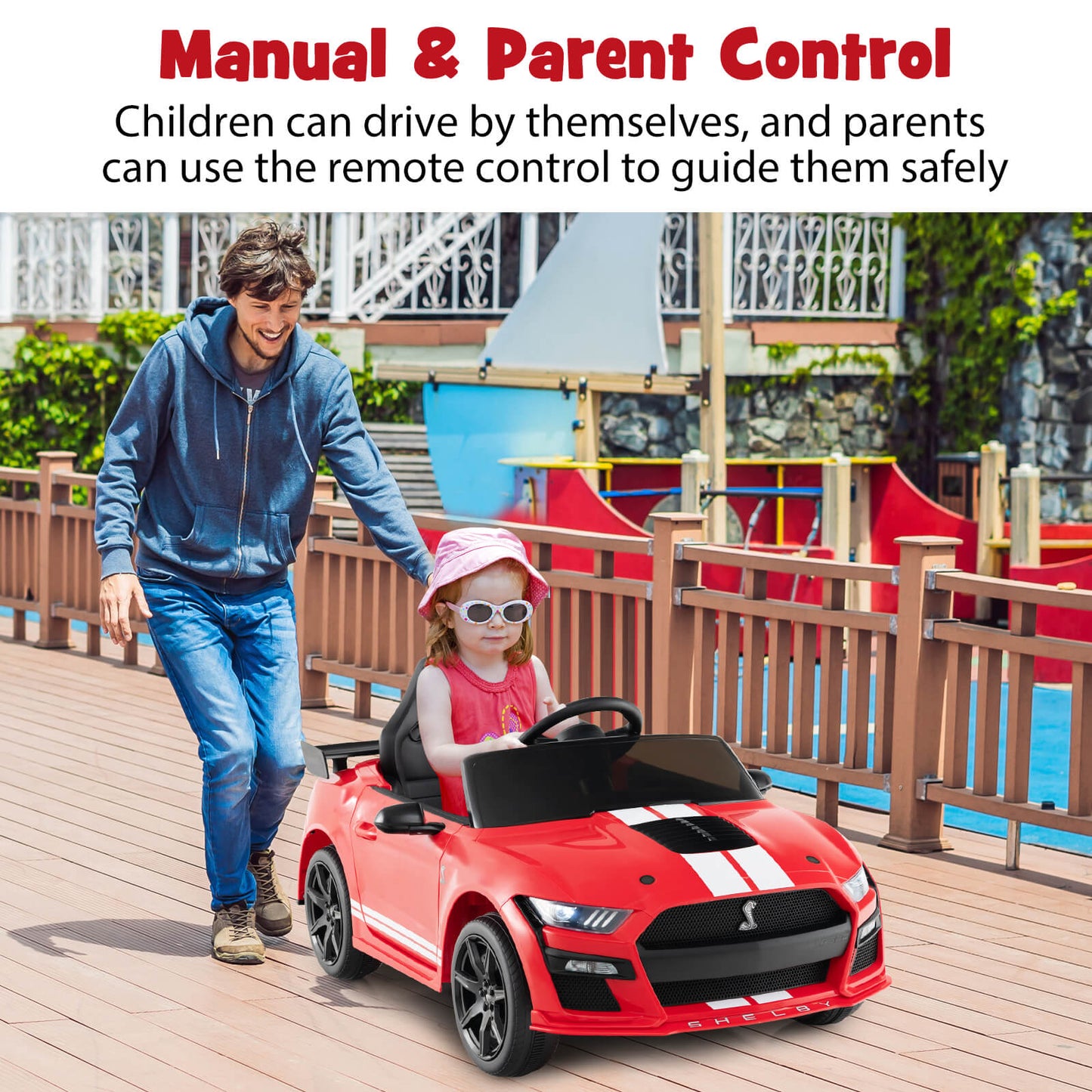 12V Kids Ride on Car Electric Licensed Ford Mustang Shelby GT500 for Kids Aged 3-8-Black