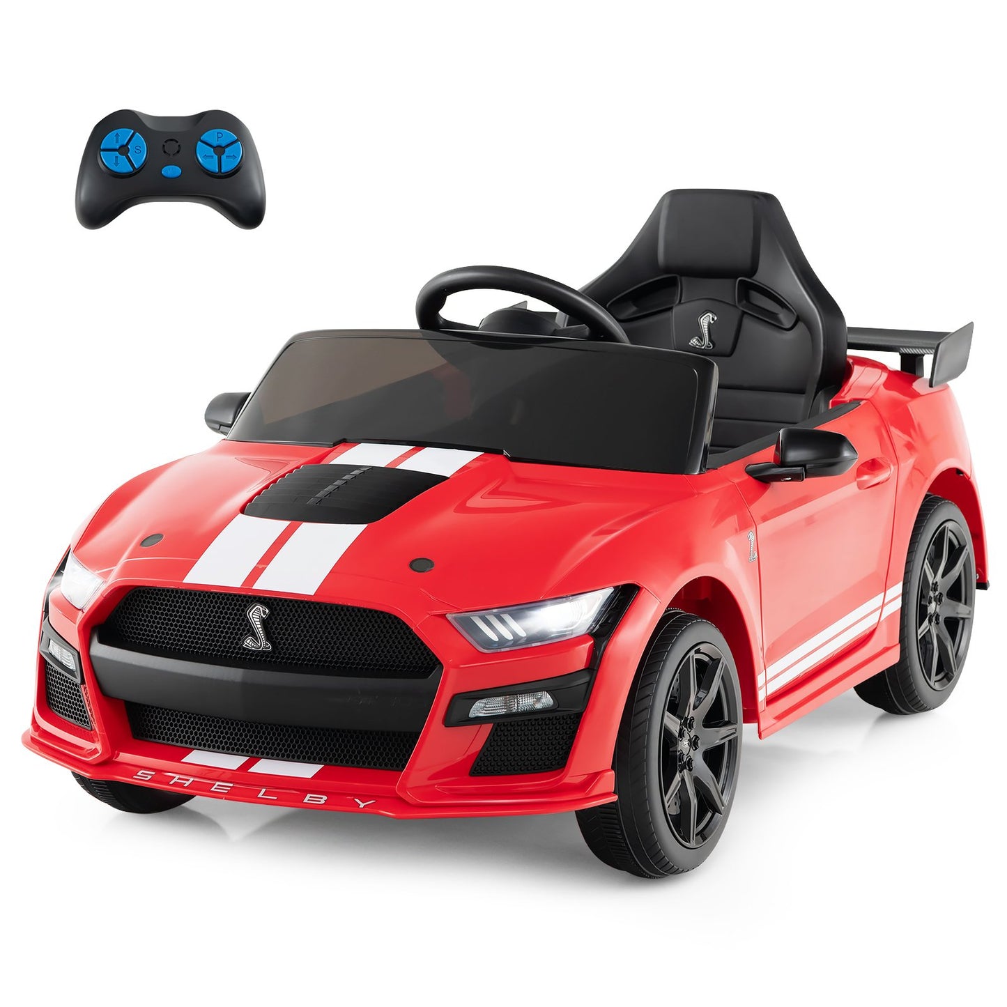 12V Kids Ride on Car Electric Licensed Ford Mustang Shelby GT500 for Kids Aged 3-8-Black