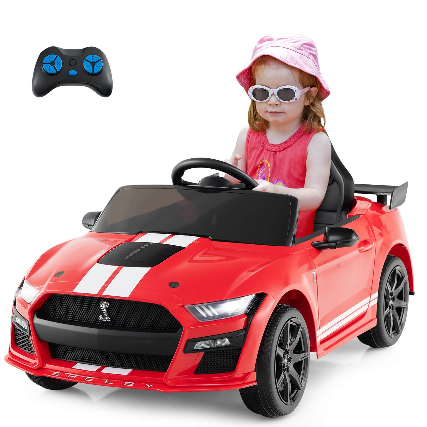 12V Kids Ride on Car Electric Licensed Ford Mustang Shelby GT500 for Kids Aged 3-8-Black