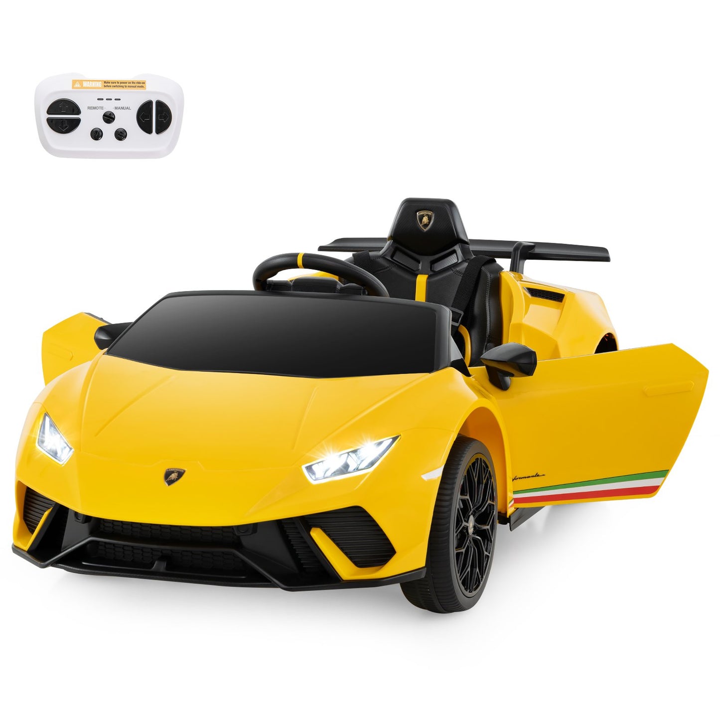 12V Kids Ride on Car Lamborghini with Remote Control and LED Lights-White