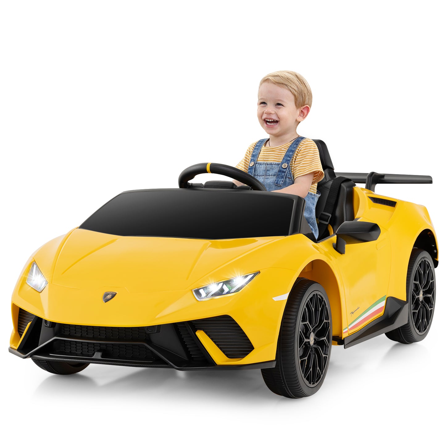 12V Kids Ride on Car Lamborghini with Remote Control and LED Lights-White