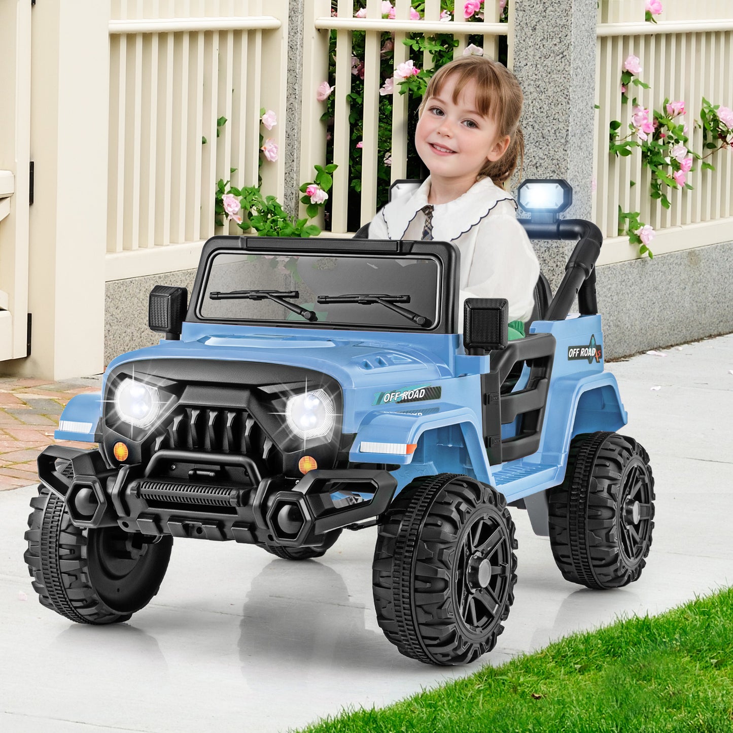 12V Kids Ride on Truck with Remote Control and 3 Speeds-Black