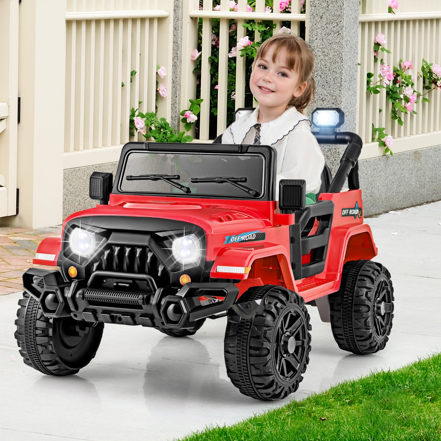 12V Kids Ride on Truck with Remote Control and 3 Speeds-Black