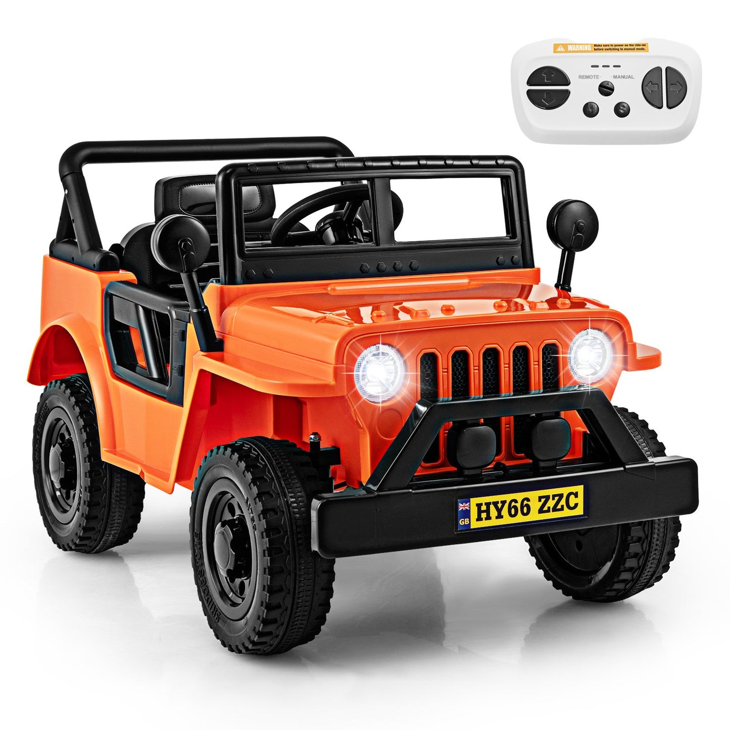 12V Kids Ride on Truck with Remote Control and 3 Speeds for Children-Black