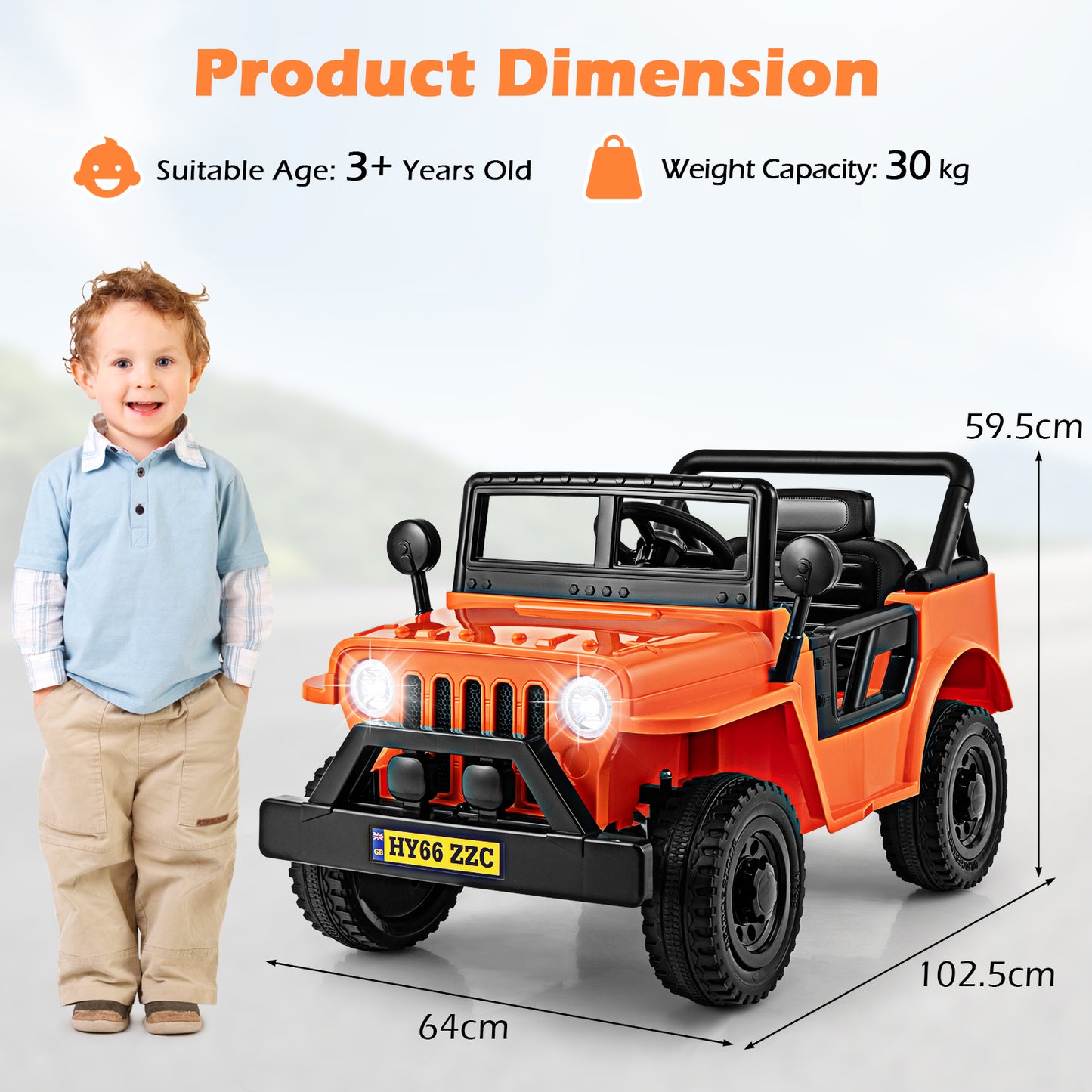 12V Kids Ride on Truck with Remote Control and 3 Speeds for Children-Black