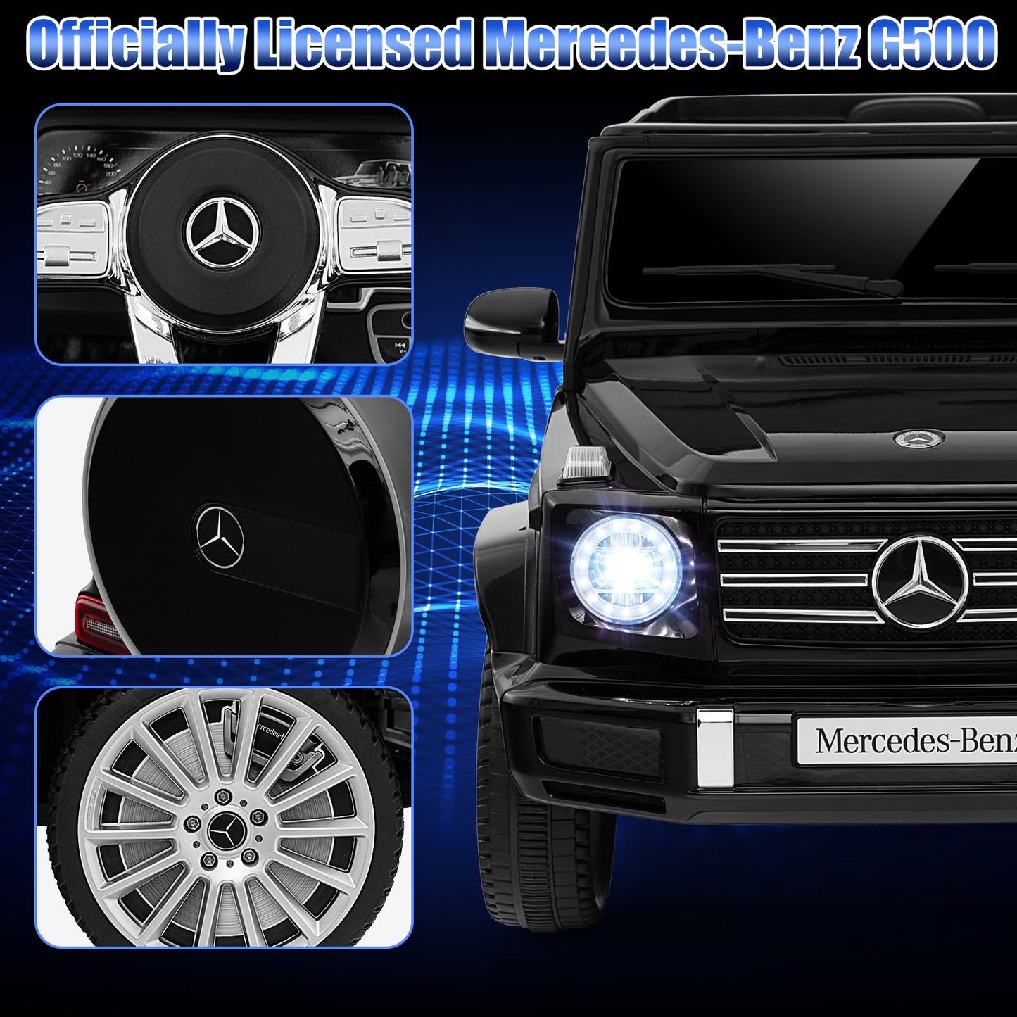 12V Licensed Mercedes-Benz Kids Ride-on Car with Remote Control-Black