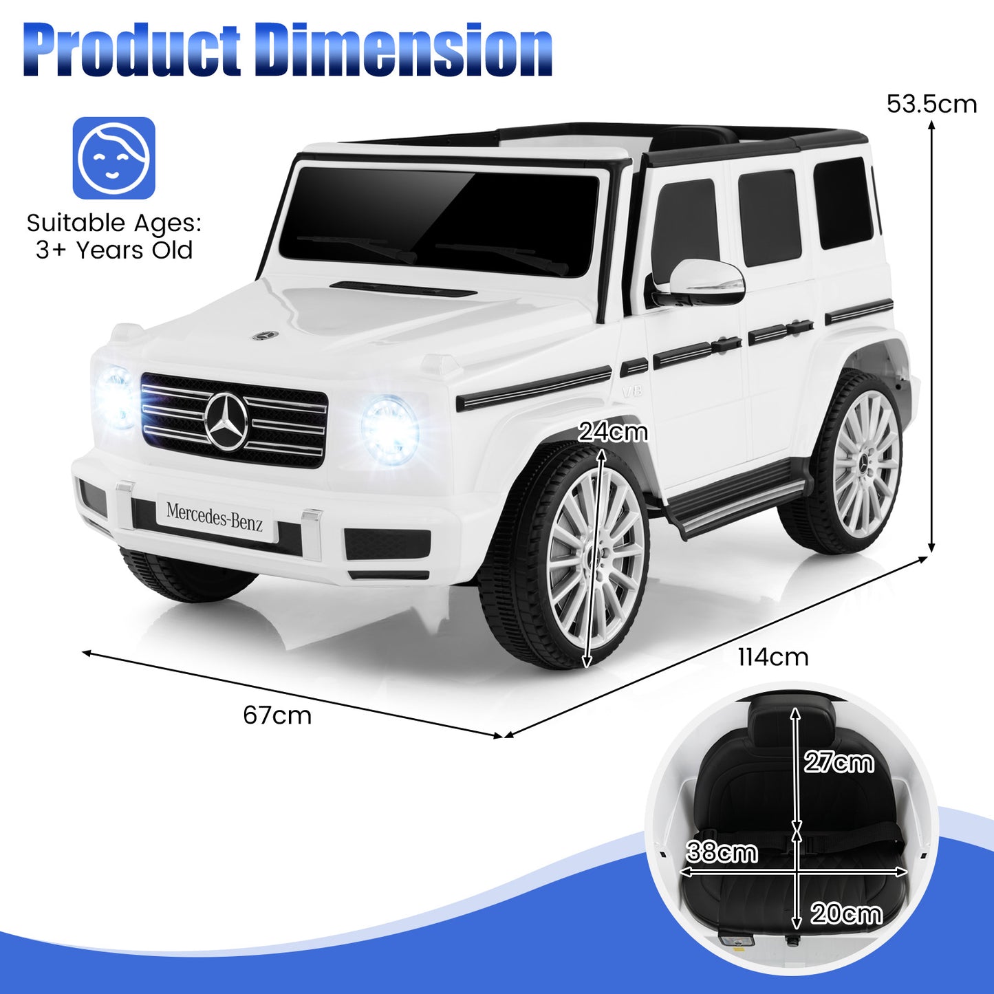 12V Licensed Mercedes-Benz Kids Ride-on Car with Remote Control-Black