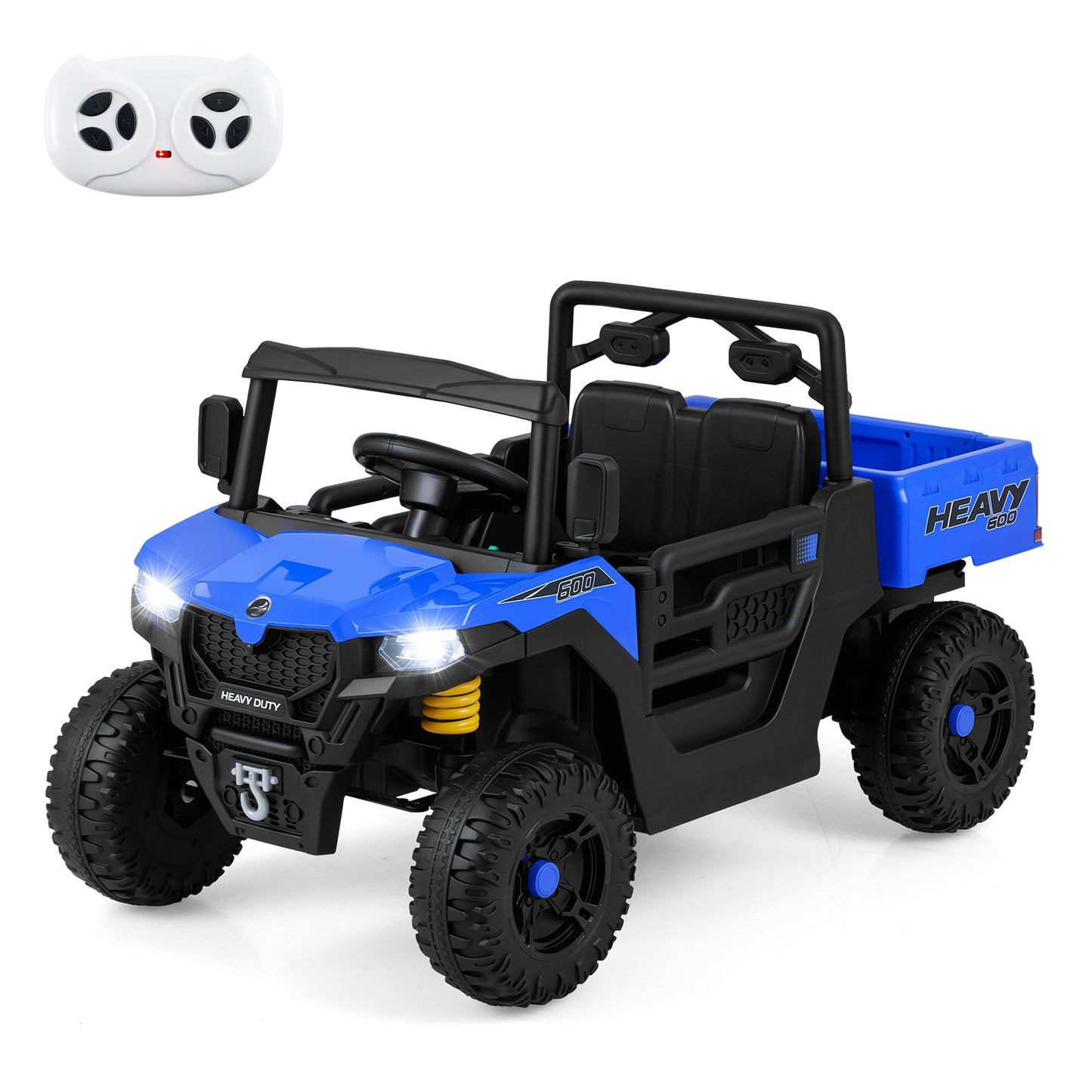12V Ride on Dump Truck with Electric Dump Bed with Music and Remote Control-Black