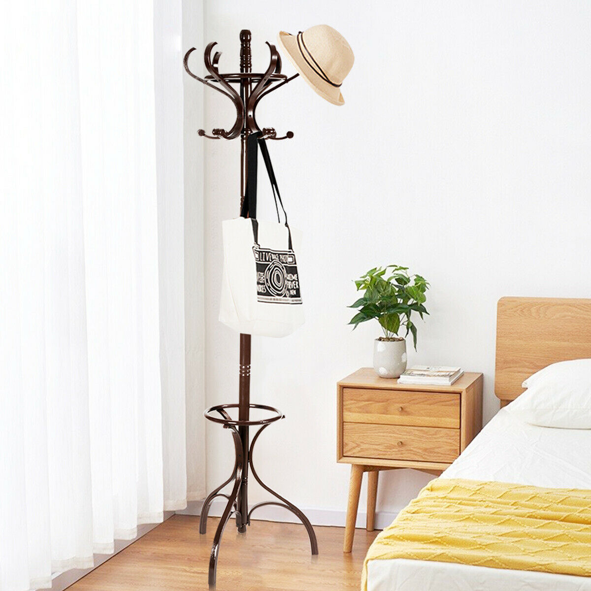 Wooden Coat and Hat Stand-Black