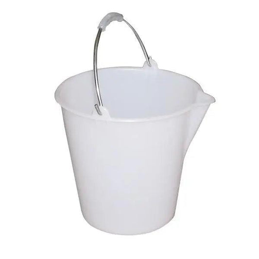 12L Plastic Bucket, White, Food Grade