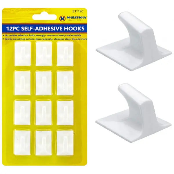 Self Adhesive Stick Hooks Wall Hanger Kitchen Towel Bathroom Plastic 12pc