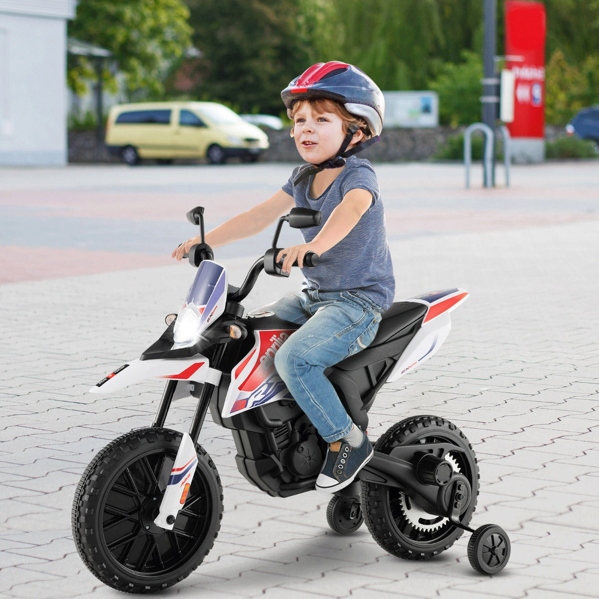 12V Battery Powered Toddler Motorbike with Music for 3-8 Years Old Kids-Black