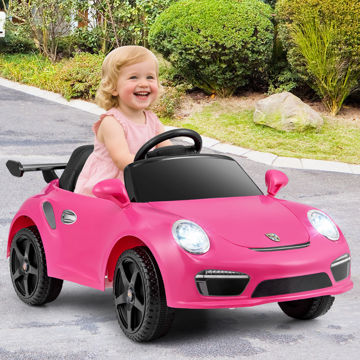 Licensed Porsche Electric Vehicle 12V Kids Ride on Car with Remote Control-Black