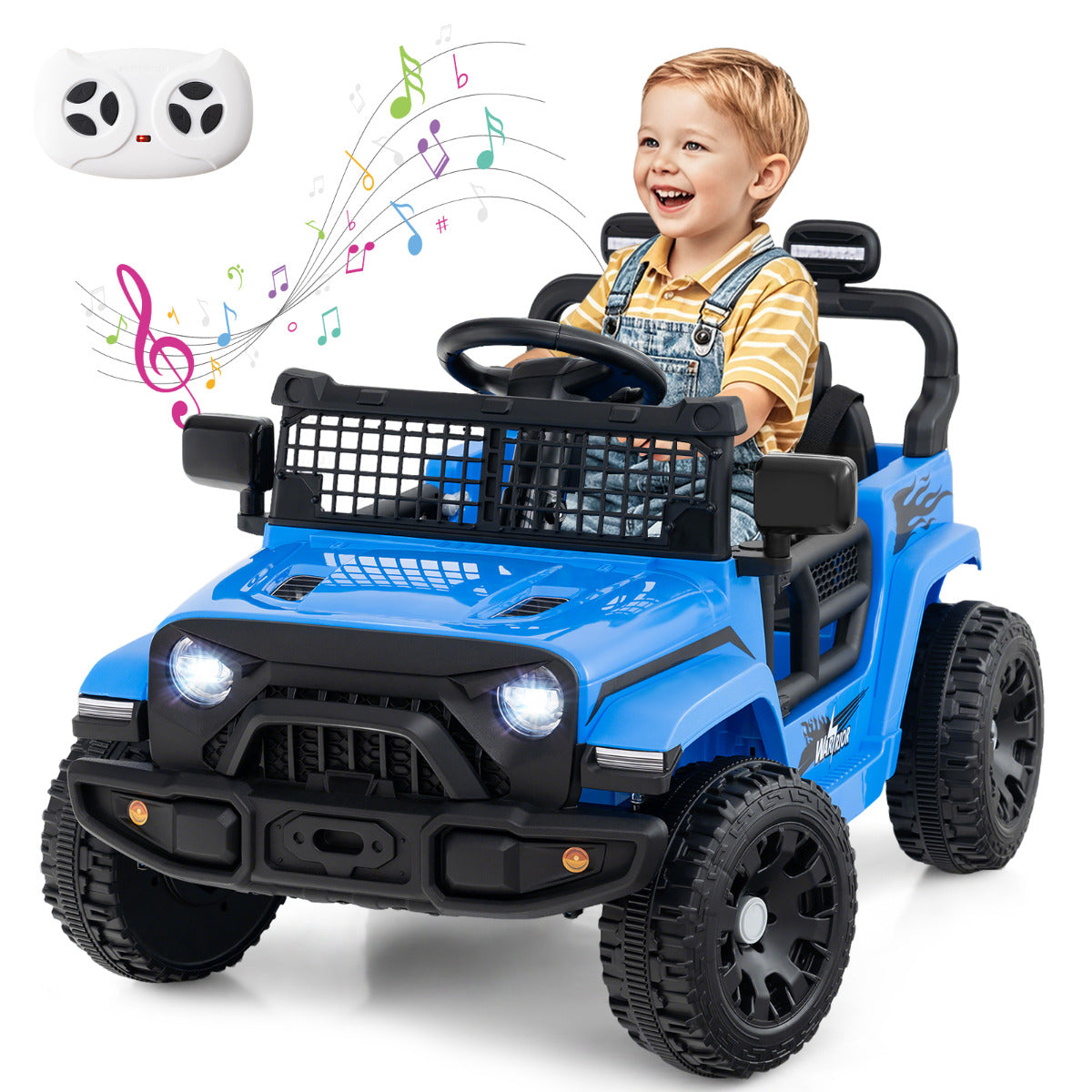 12V Kids Ride on Truck Car with Remote Control for Kid Over 3 Years Old-Black