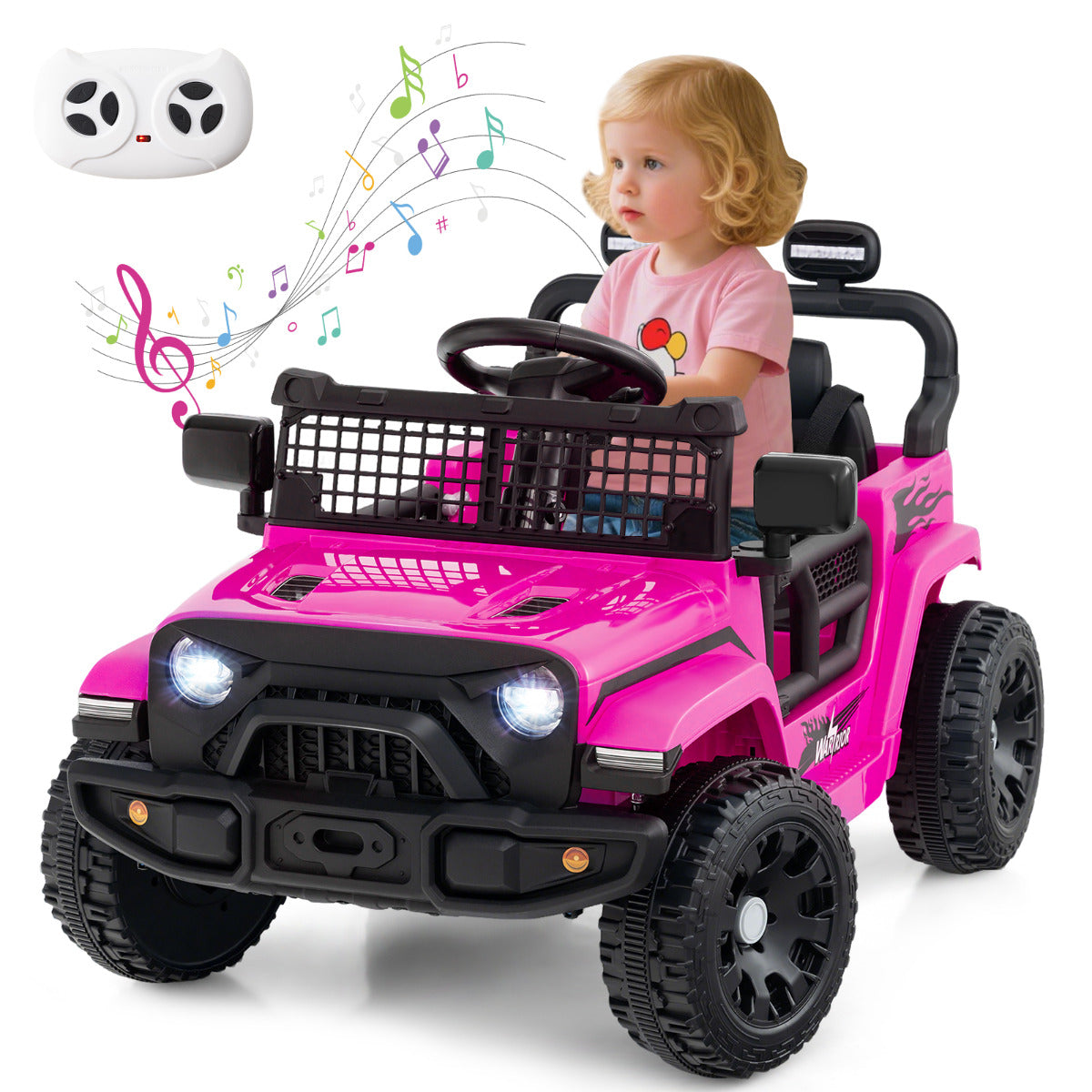12V Kids Ride on Truck Car with Remote Control for Kid Over 3 Years Old-Black