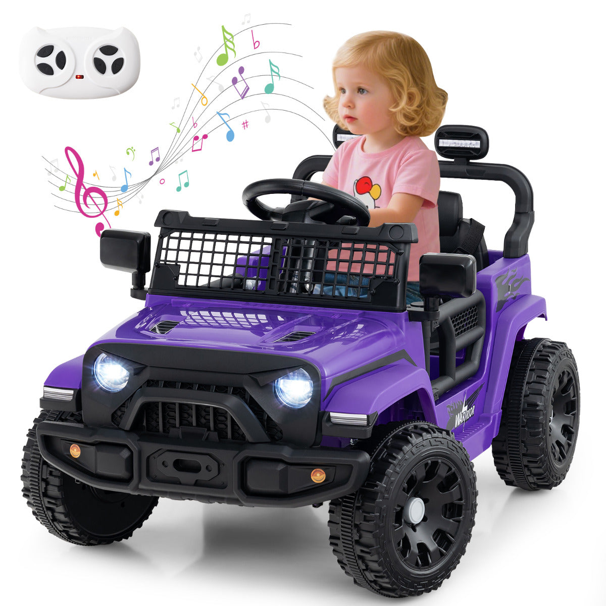 12V Kids Ride on Truck Car with Remote Control for Kid Over 3 Years Old-Black