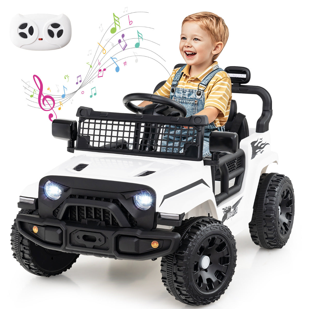 12V Kids Ride on Truck Car with Remote Control for Kid Over 3 Years Old-Black