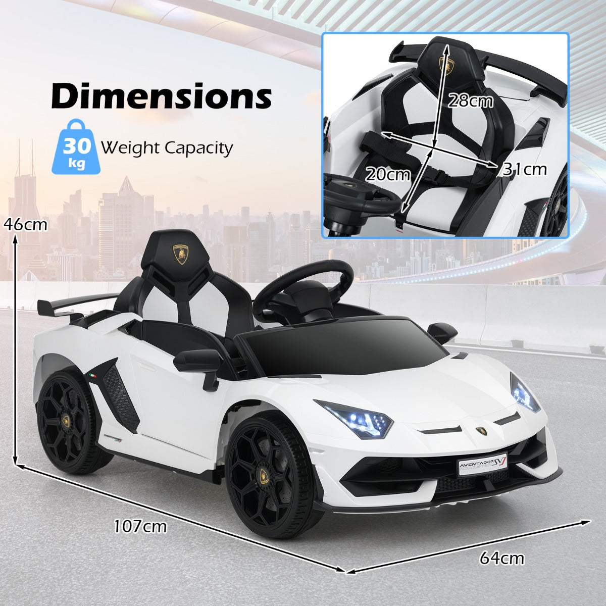 12V Licensed Lamborghini Kids Ride on Car with Remote Control-Red