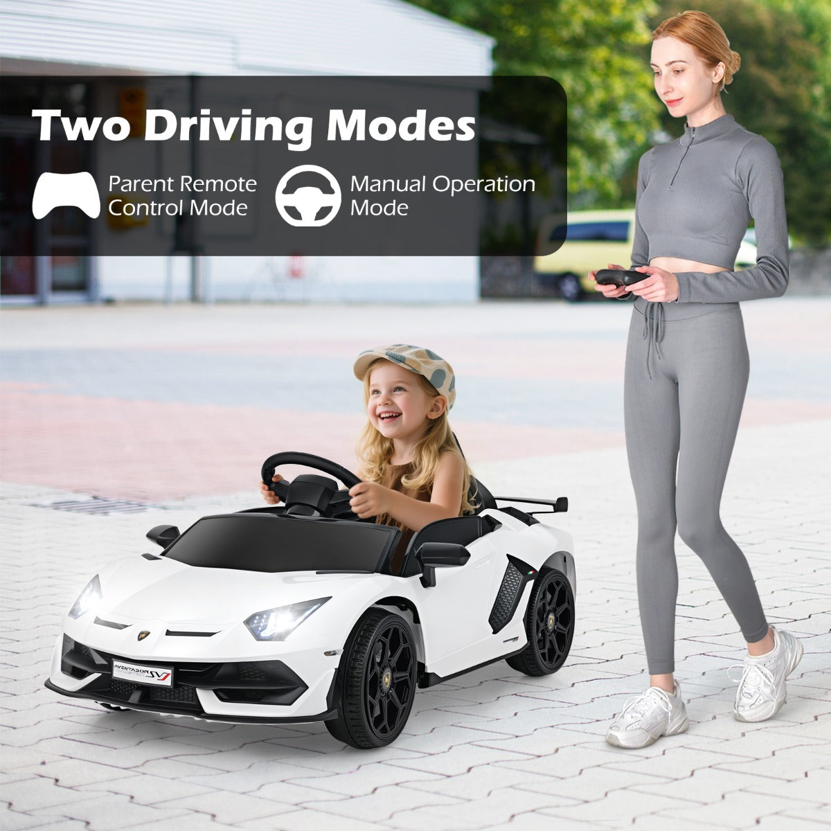 12V Licensed Lamborghini Kids Ride on Car with Remote Control-Red