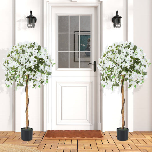 130cm Artificial Azalea Tree with 576 Flowers and 288 Leaves 2 Pack-White