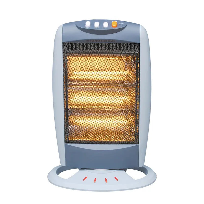 1200W Electric Halogen Heater Oscillating 3 Bar Portable Quartz Grey UK Plug