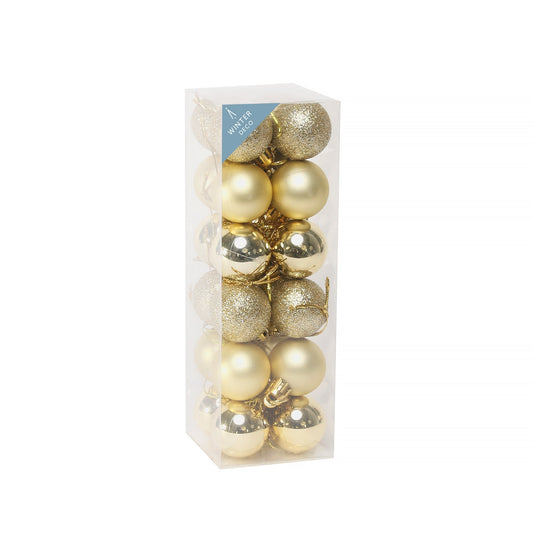3cm Champagne Shatterproof Baubles (x24)